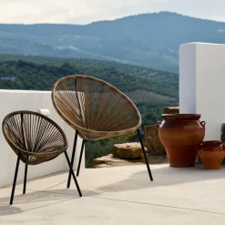 ACAPULCO Chaise Lounge Noir, Naturel