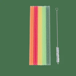 ECO PARTY Pailles Avec Brosse Réutilisables Mélange De 5 Couleurs