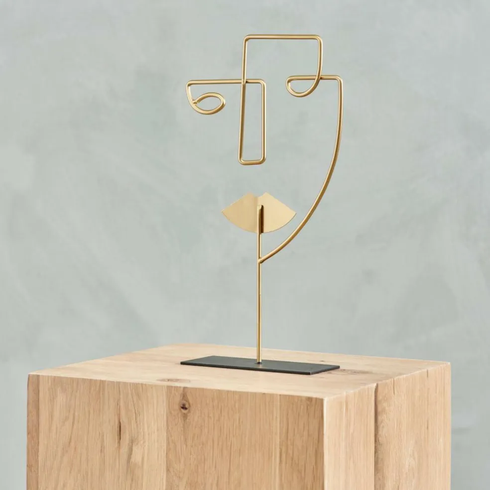 FACE Décoration Sur Pied Doré