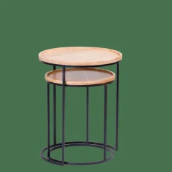 GOM Tables D'appoint Set De 2 Noir, Naturel
