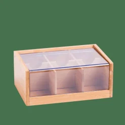 PANDA Boîte à Thé 6 Compartiments Transparent, Naturel