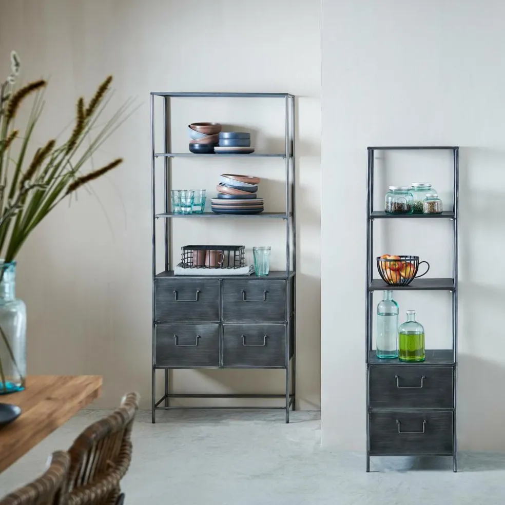 PHARMA Étagère Murale Avec 4 Tiroirs Noir